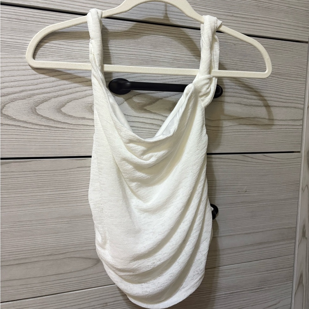 Princess Polly White Ruched Backless Tank Top